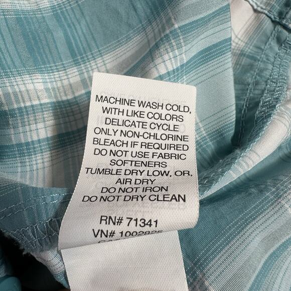LL Bean Womens Size Small Green White Plaid Short Sleeve Button Top Vented Shirt - Picture 9 of 9